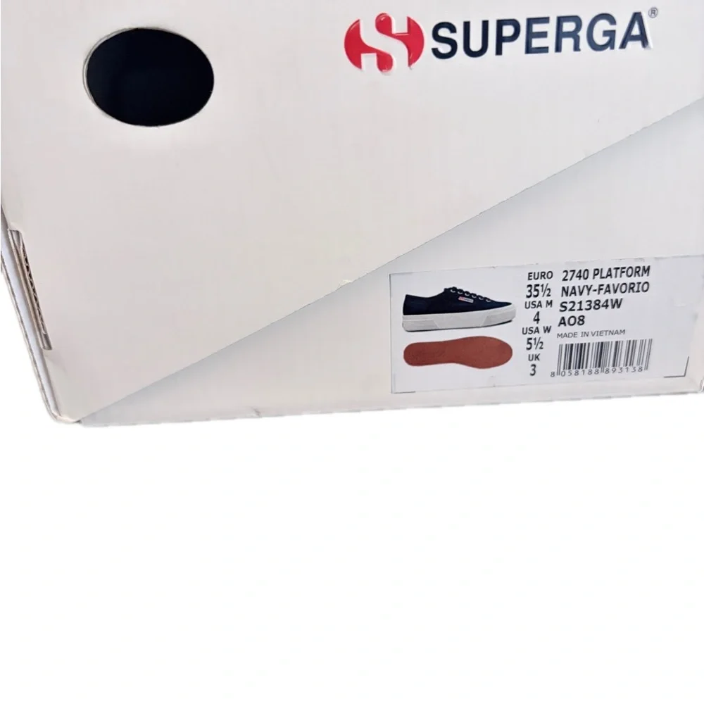 Superga Navy Platform Sneakers - Picture 6 of 7